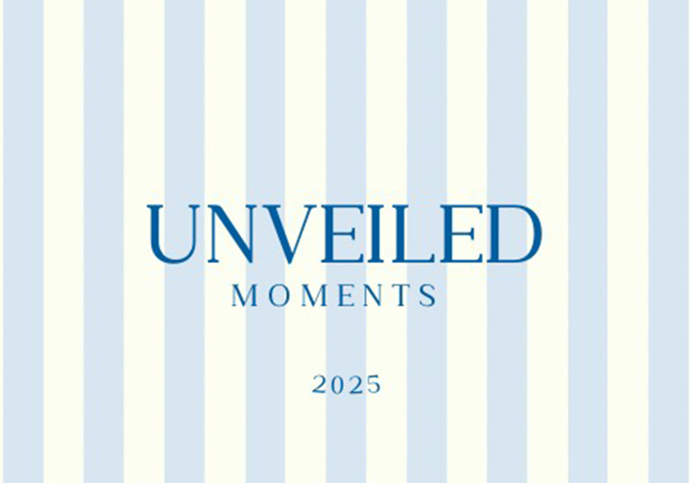 Unveiled Moments blue and cream logo with "2025" at bottom